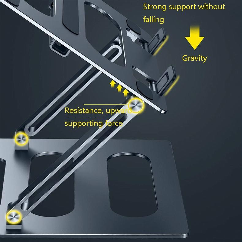 Adjustable Metal Notebook Stand - Gray Desktop Support-1964932168048316421