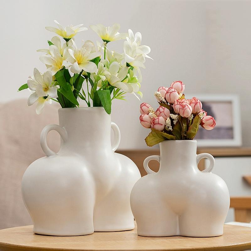 Large Matte White Ceramic Flower Vase For Home Decor-1915197950036938758