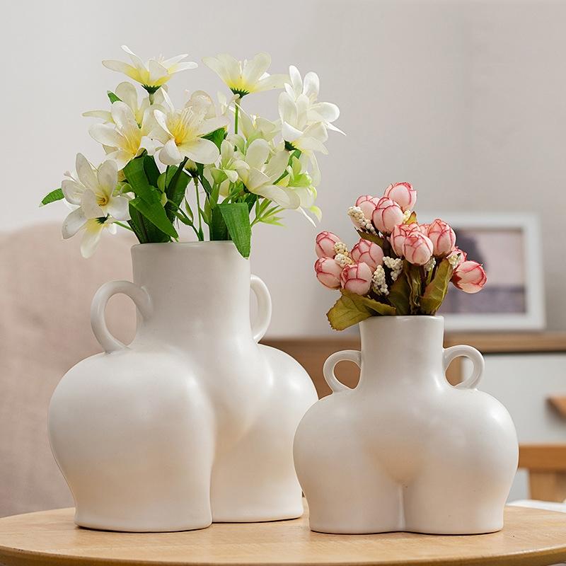 Small Matte White Ceramic Flower Vase For Home Decor-1915197788409434118