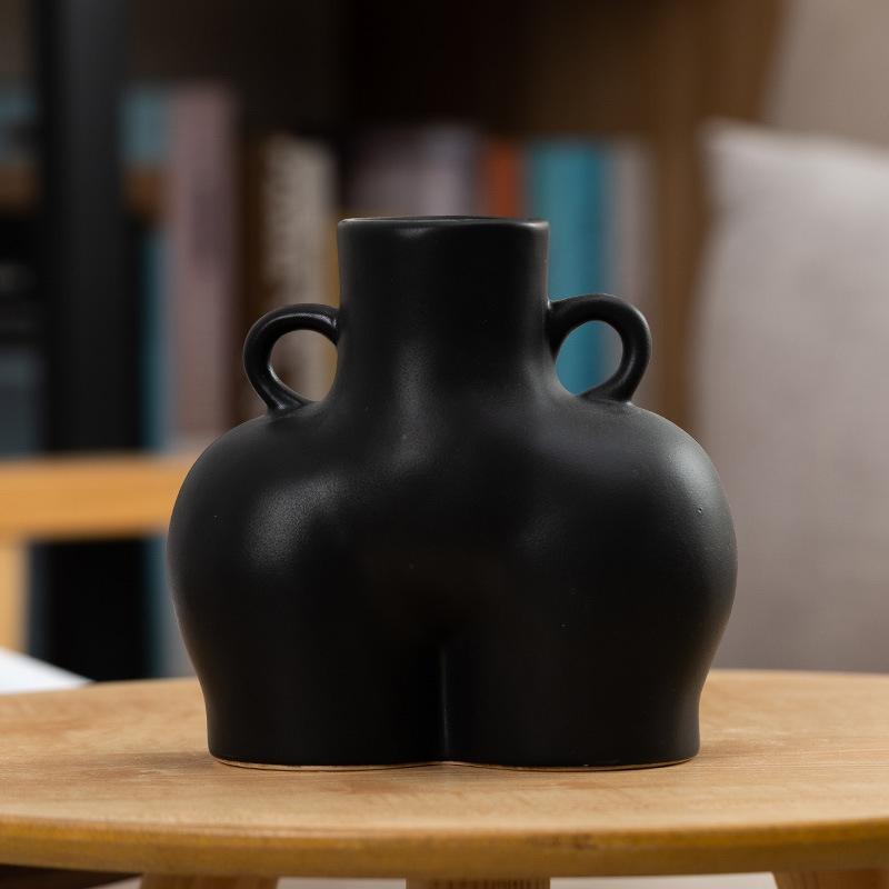 Small Matte Black Ceramic Vase For Home Decor And Dried Flower Arrangements-1915198367726702592