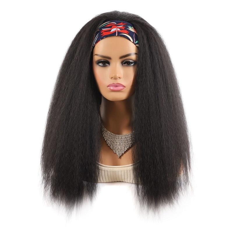 Long Floral Turban Headband With Corn Beard Wig In 1B E Colour-1915198129544761344