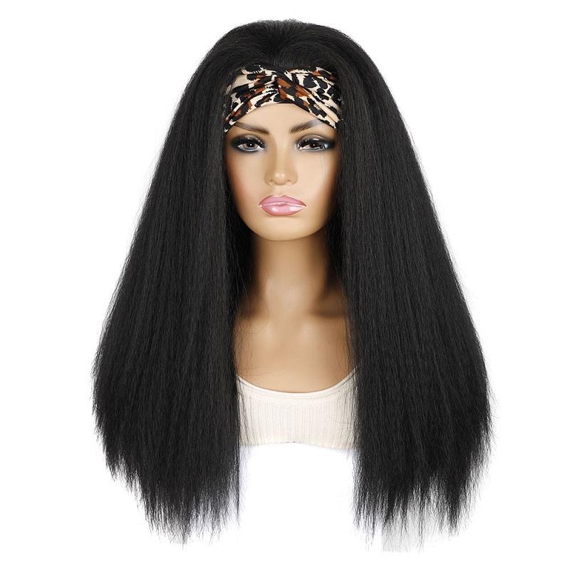Turban Headband With Long Hair And Corn Beard Wig - Black-1915197174619181056