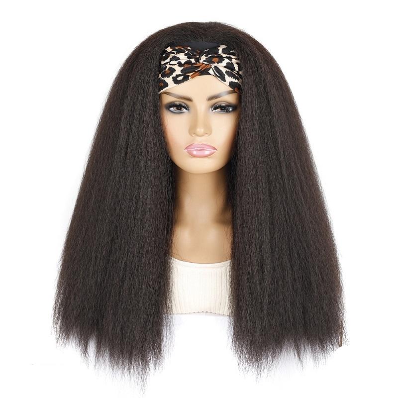 4Xg Long Hair Turban Headband With Corn Beard Wig - Brown-1915197032482607109