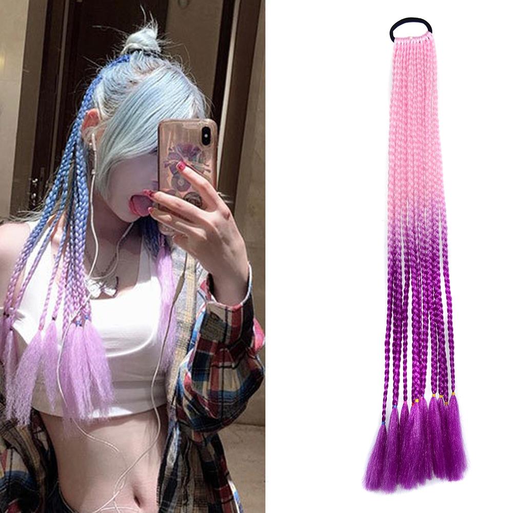 Colourful Braid Hair Band Wigs Corn Silk Dreadlocks Ponytail-1915197272287744000
