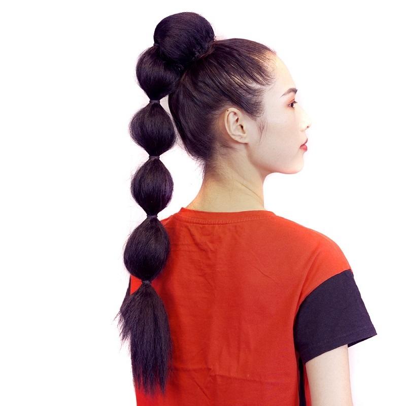 Curly Fluffy Drawstring Ponytail - Natural Black-1915196888588619777