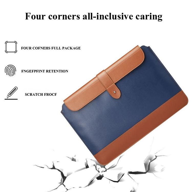 14-15.4 Inch Microfiber Notebook Liner & Power Bag - Horizontal Blue & Brown-1915197286963613700