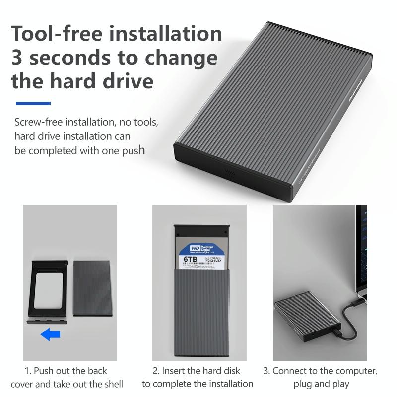 Portable 2.5 Sata Ssd Enclosure With Usb3.0 - Tool-Free-1915198120745111557