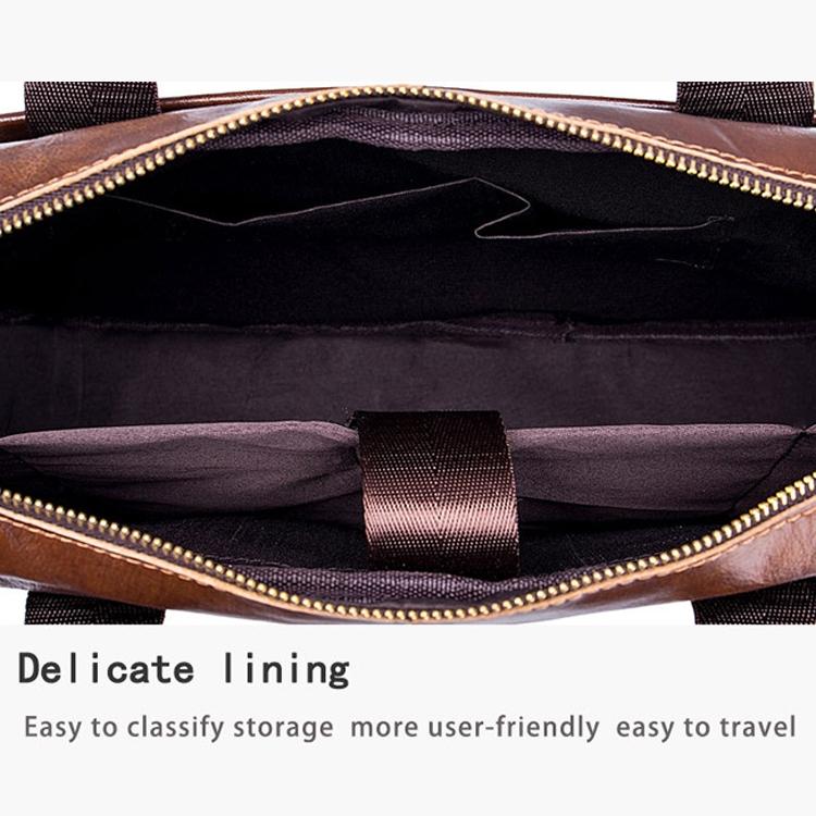 Men Leather Messenger Bag - 14 Inch Handheld Briefcase Brown-1915196966510399492