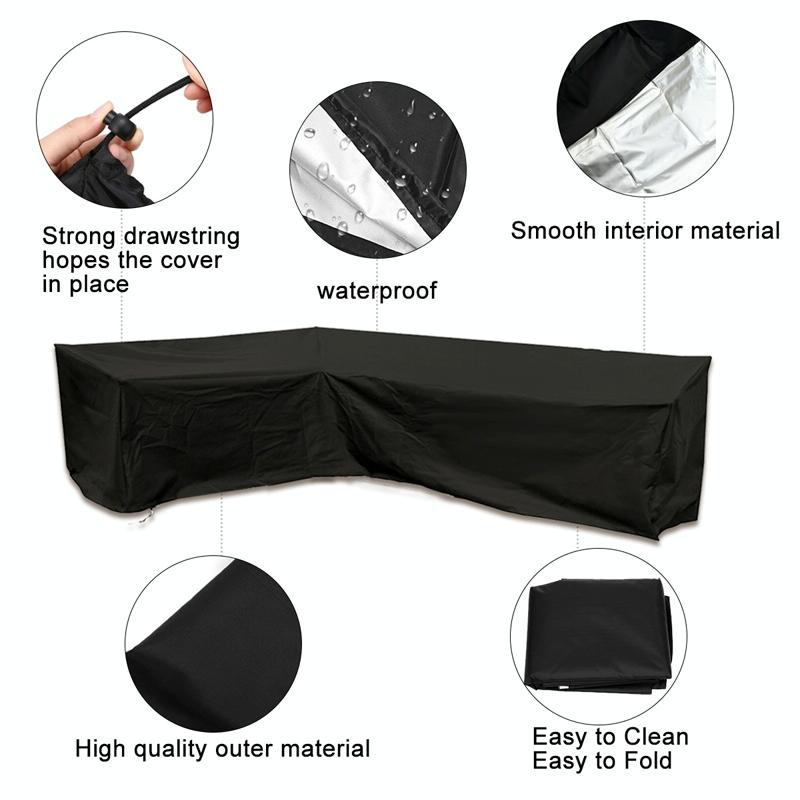 215X215X87Cm Black Outdoor Corner Sofa Table Cover For Garden Furniture-1964932186058657795