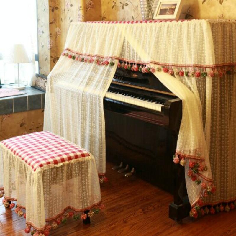 Lace Embroidered Piano Dust Cover - 150X35X110Cm-1915198326035320834