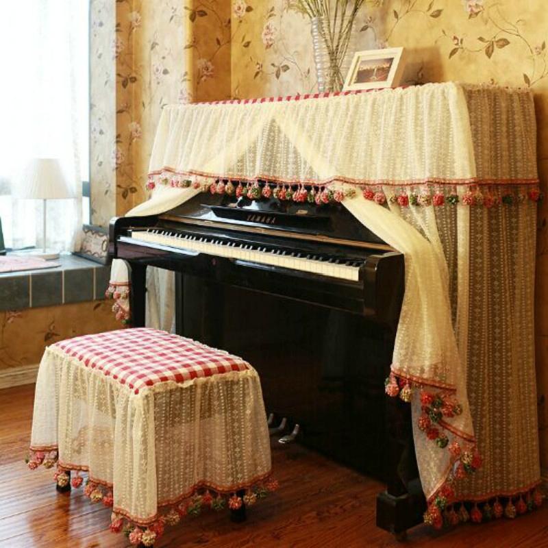 Lace Embroidered Piano Dust Cover - 150X35X110Cm-1915198326035320835