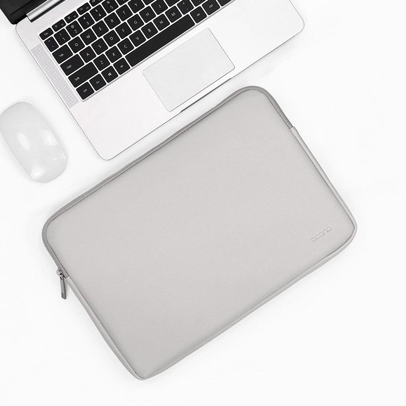 Grey Pu Leather Laptop Bag - Fits 13 / 13.3 / 14 Inch Devices-1915198111022714880