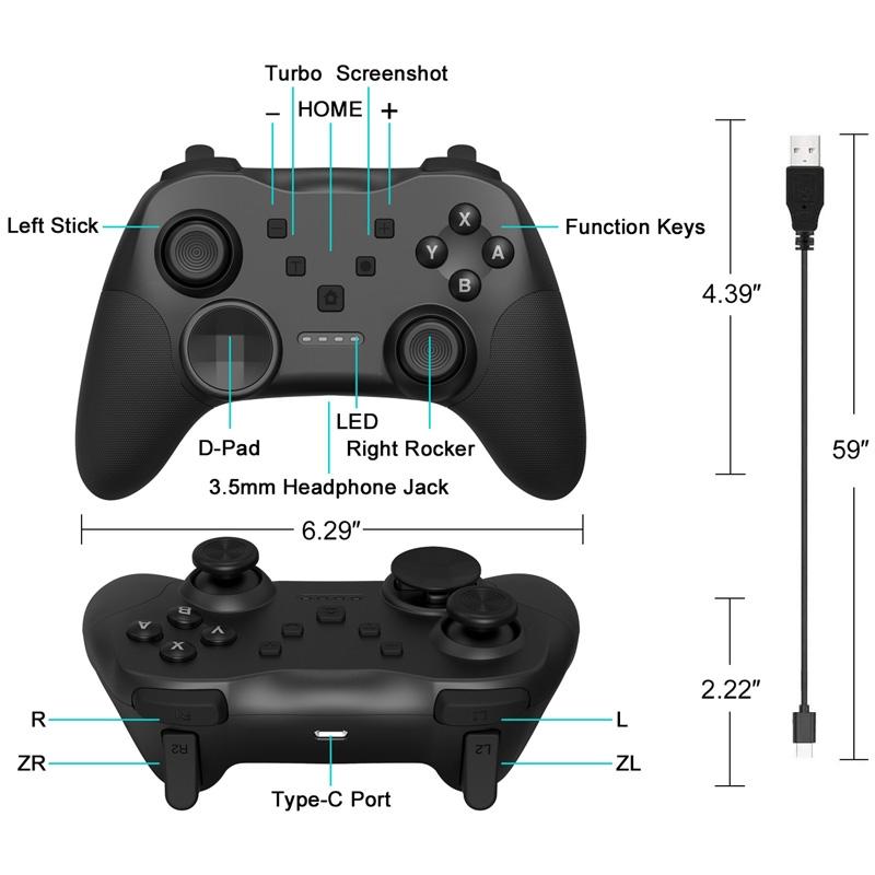 Wireless Bluetooth Game Console Handle For Nintendo Switch With Vibrating Gyroscope - Black-1915196913448259586