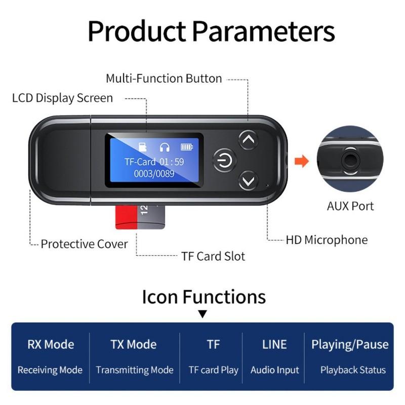 Lcd Bluetooth Audio Transmitter Receiver For Car Hands-Free-1915197516970856450