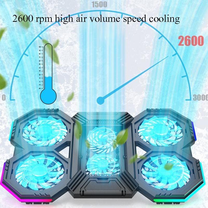Usb Fan Stand With Phone Holder And Blue Light - 6 Fans-1915198337087311876