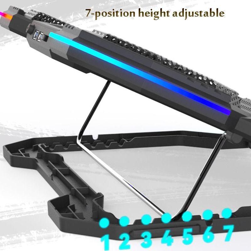 Usb Fan Stand With Phone Holder And Blue Light - 6 Fans-1915198337087311879