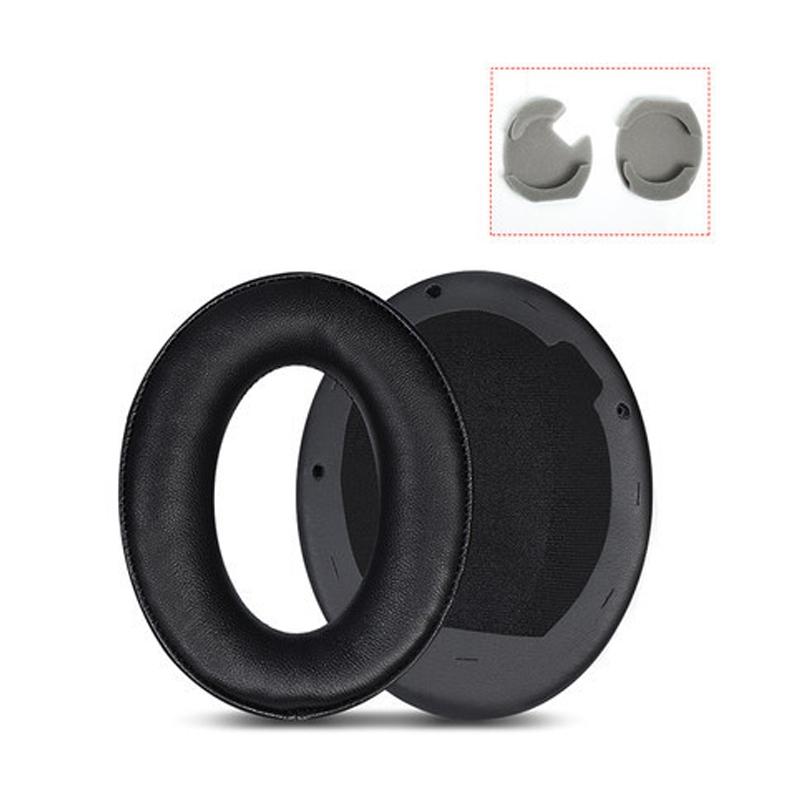 2 Leather Headset Earmuffs For Sony 1000Xm4 - Black Protein Skin No Snap-1915197992323911680
