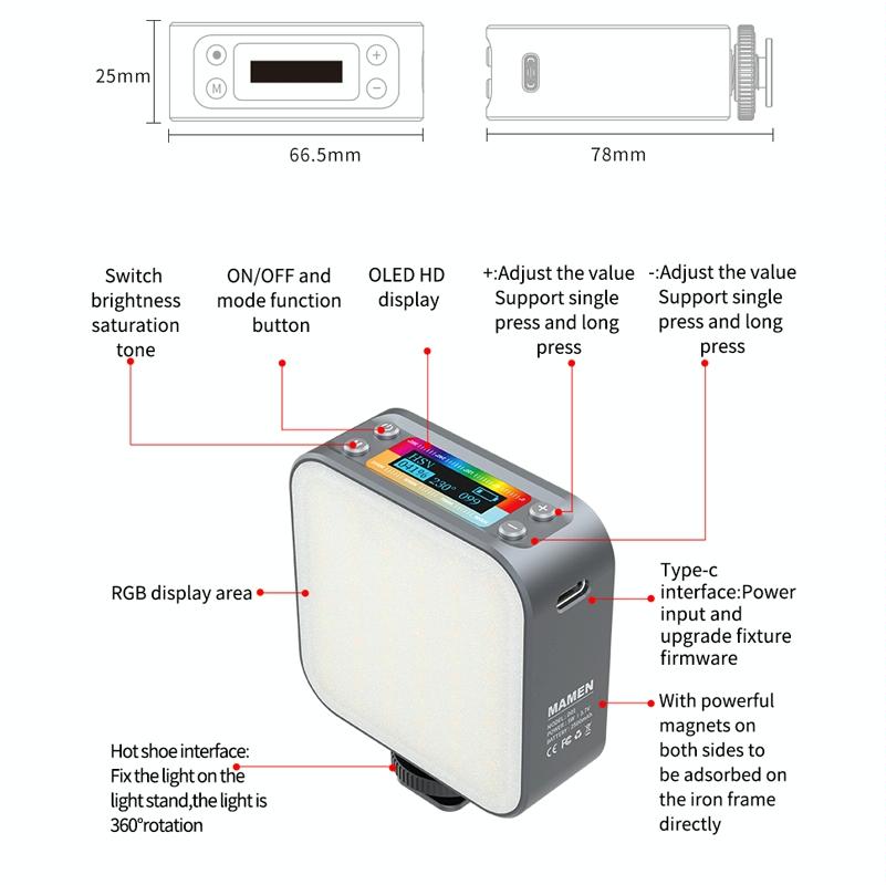 Double-Sided Rgb Led Fill Lights - 66 Leds 2500-9000K-1964932226202341377