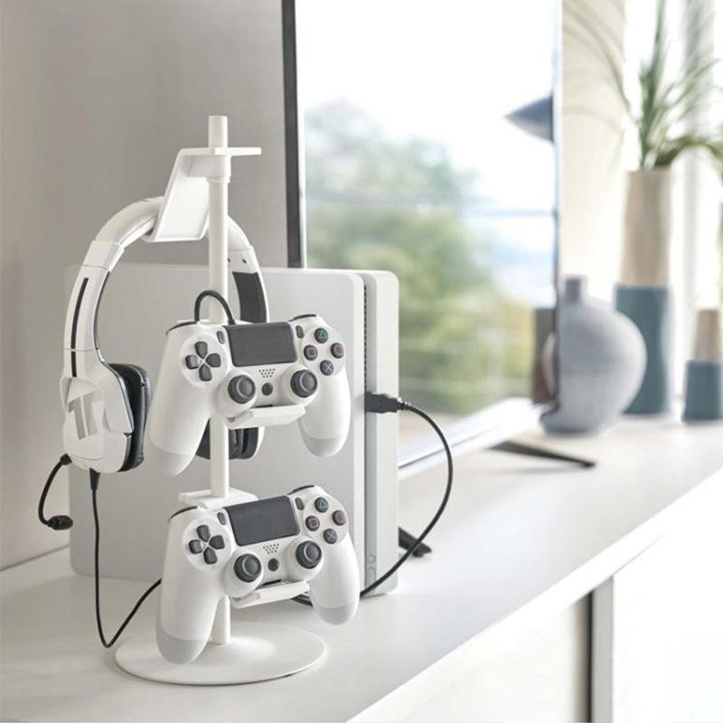 3-Tier Desktop Gamepad And Headphone Storage Rack - Black-1915198091028467717