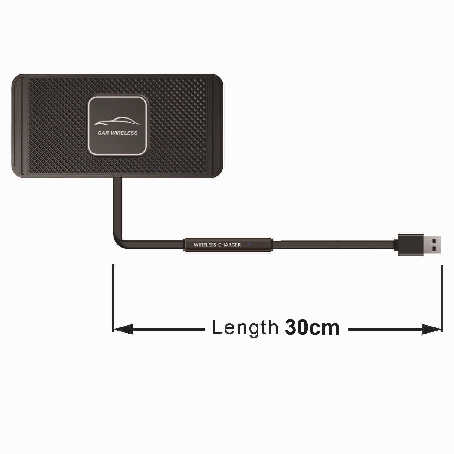 15W Qi Car Wireless Charging Pad - 30Cm Short Cable Anti-Skid-1915198260776144897