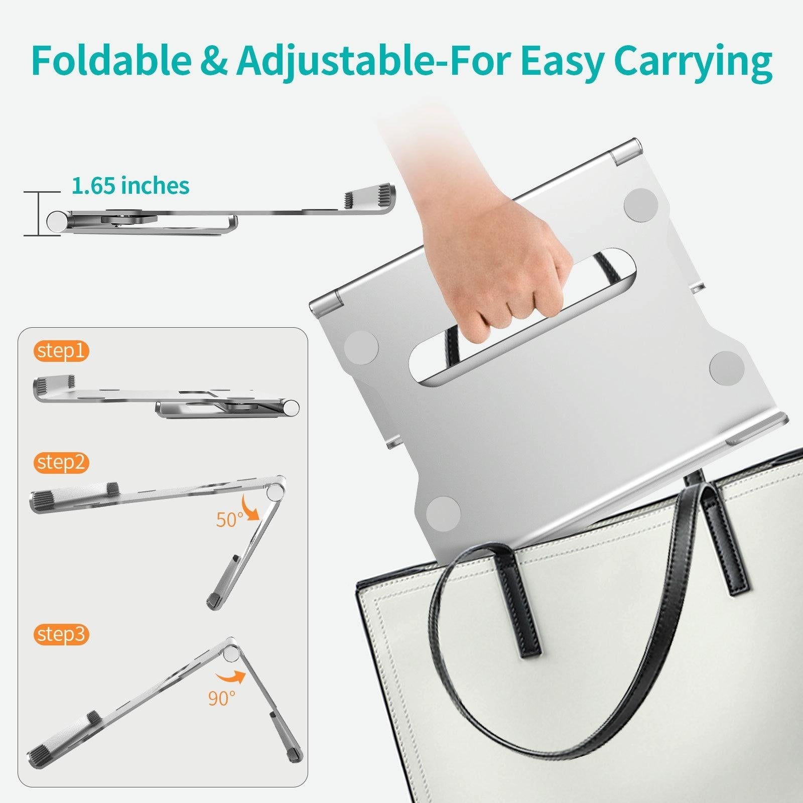 Foldable Laptop Stand - Aluminum Alloy Silver-1964932206380060676