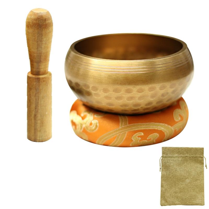8.5Cm Copper Buddha Sound Bowl Set With Mat Stick & Bag-1915196644673064967