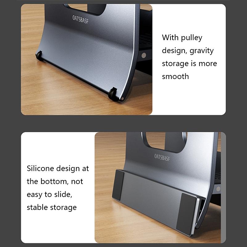 Grey H-Type Alloy Laptop Storage Rack - Automatic Gravity-1964932197181952006