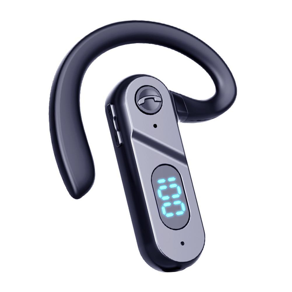 V28 Bluetooth Voice Control Earphone - Black Digital Display Single Ear-1915196931546681351