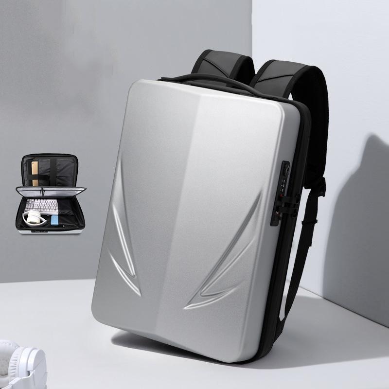 Men Gaming Backpack - Hard Shell Single-Layer Silver-1915197951219732480