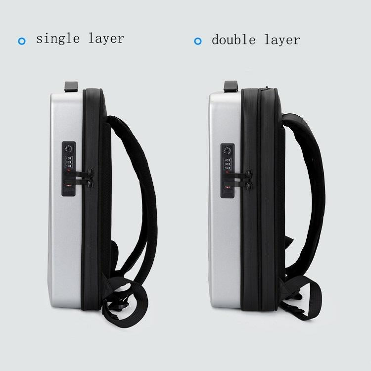 Men Gaming Backpack - Double-Layer Hard Shell - Silver-1915197427921588227