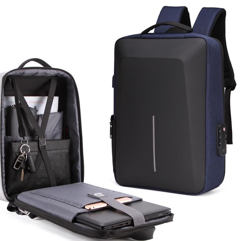 Anti-Theft Hard Shell Backpack For Men - Blue-1915197975433449479