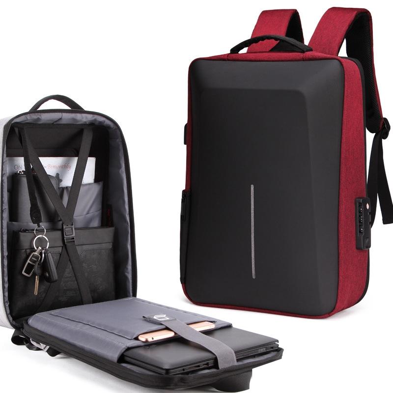 Anti-Theft Hard Shell Backpack For Men With Alloy Frame - Red-1915197811096424455