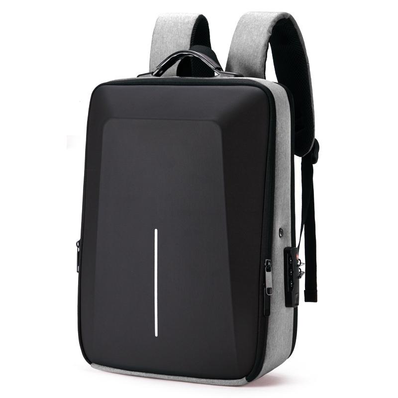 Anti-Theft Hard Shell Backpack For Men With Alloy Frame - Gray-1915197442035421191