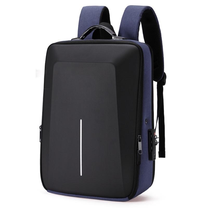 Hard Shell Backpack Alloy Frame Anti-Theft Computer Bag For Men Blue-1915197172110987271