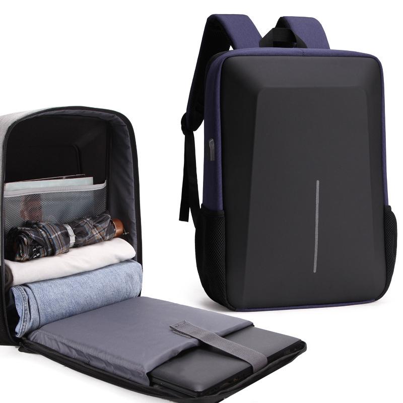 Anti-Theft Hard Shell Backpack For Men With Alloy Frame - Blue-1915198001916284935