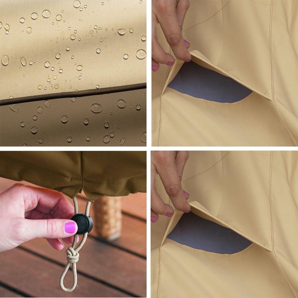 Waterproof Bbq Cover With Sundry Bag - Oxford Cloth 163X61X122Cm Beige-1964932161857523713