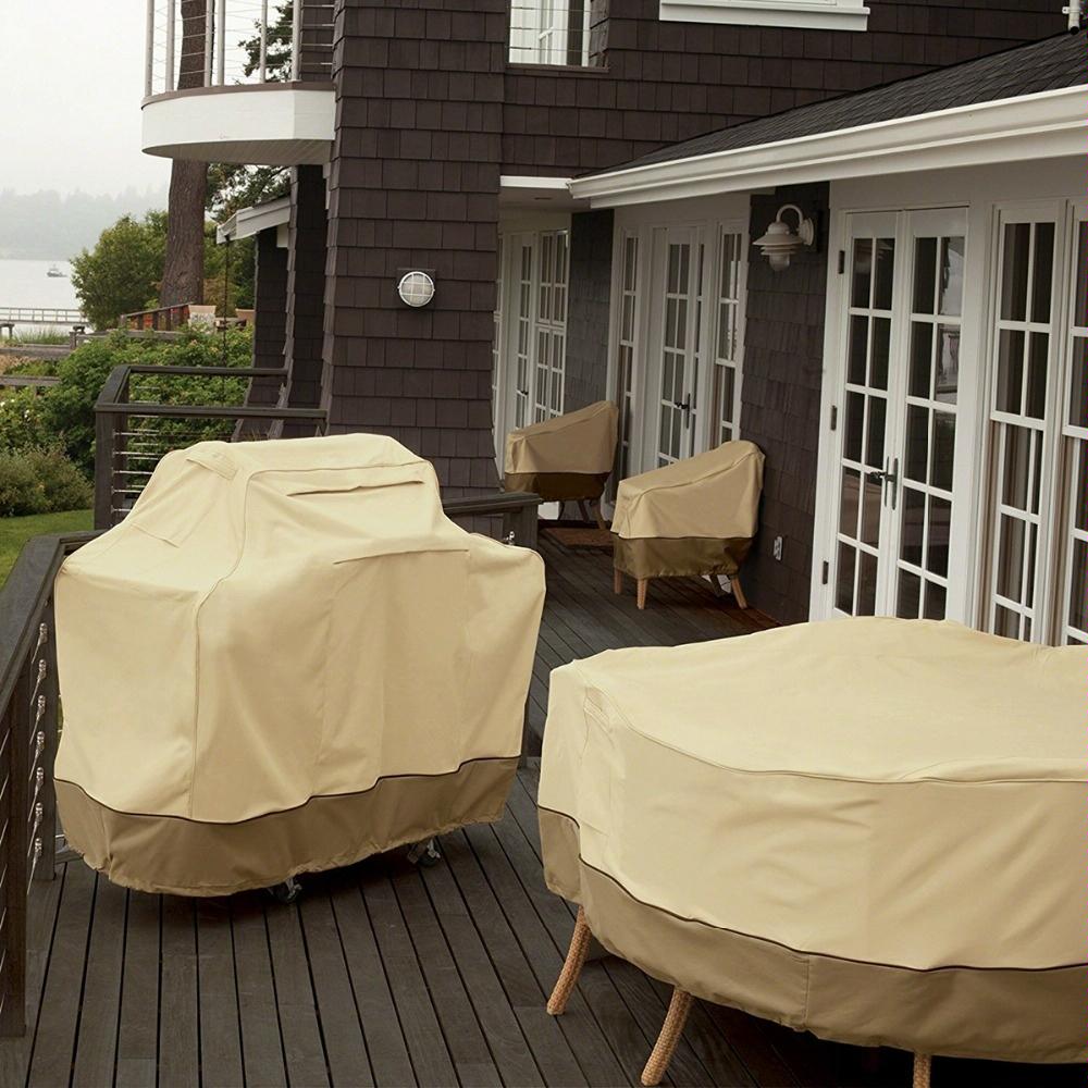 Waterproof Bbq Cover With Sundry Bag - Oxford Cloth 178X61X122Cm Beige-1964932163577188356