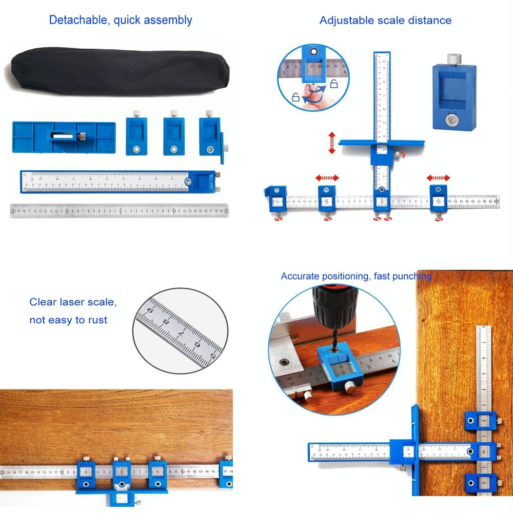 Blue Plastic Cabinet Door Punch Locator For Woodworking-1964932316245659652