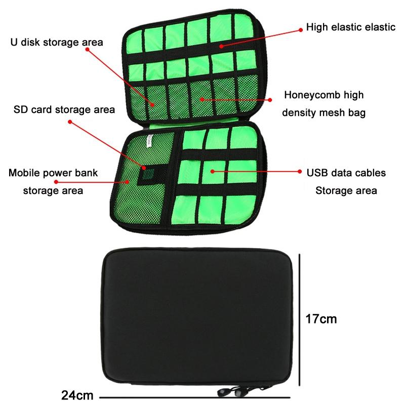 Portable Mobile Phone U Disk Storage Bag - Multifunctional Navy-1964932273757360130