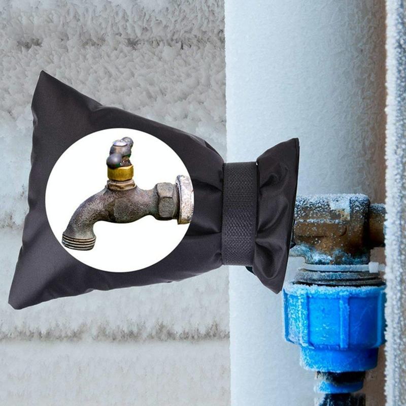 Outdoor Faucet Frost Protection Cover - Oxford Cloth Hook And Loop Fastener Black-1915196823031648263