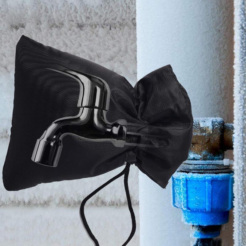 Outdoor Faucet Frost Cover - Oxford Cloth Rope Model Black-1915196972764106752