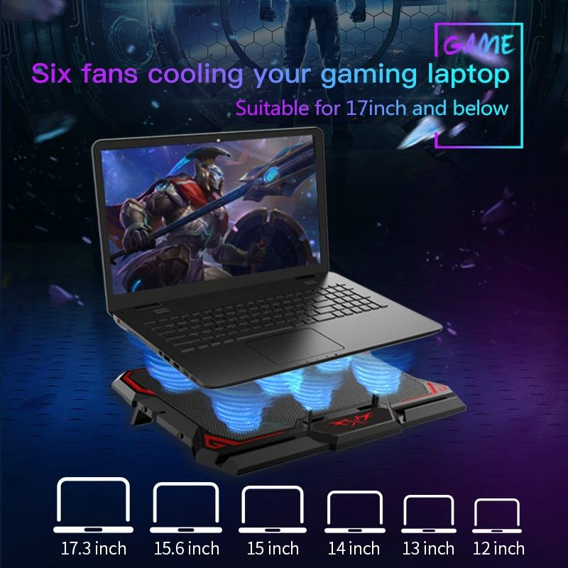 6-Fan Usb Gaming Laptop Cooler With Ports-1964932217109090309
