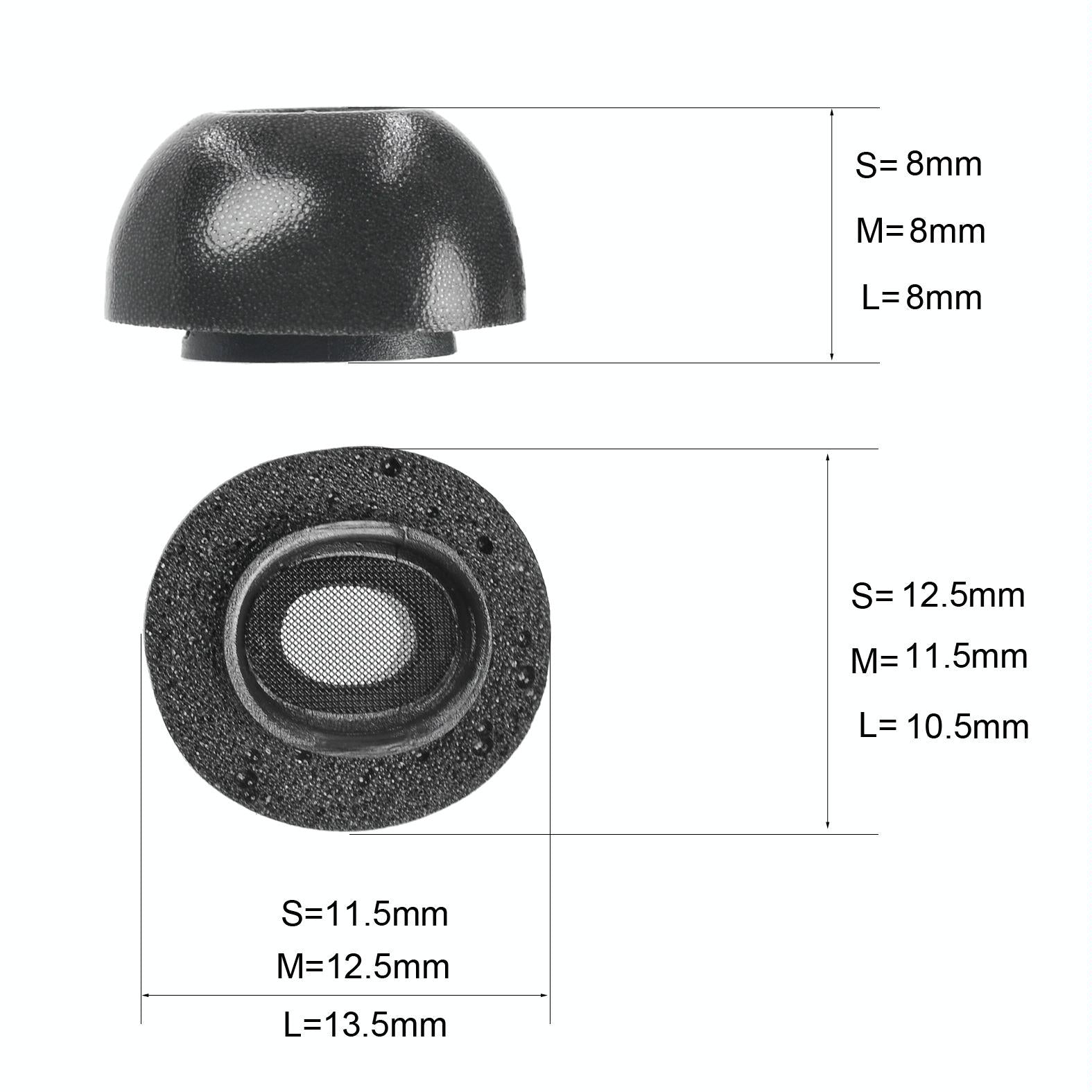 2-Pack Memory Foam Ear Tips For Tws Airpods Pro - Black Large-1915198291813994497