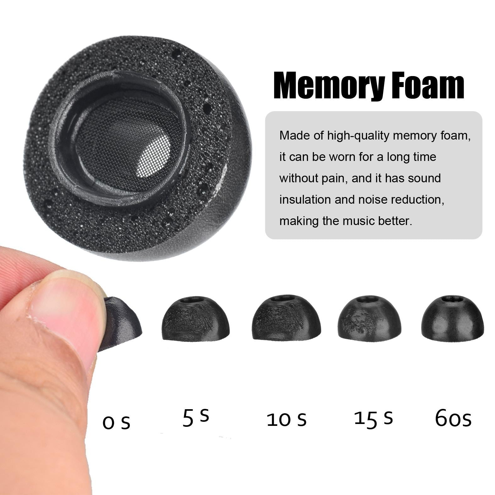 2-Pack Memory Foam Ear Tips For Tws Airpods Pro - Gray Large-1915197805874515971