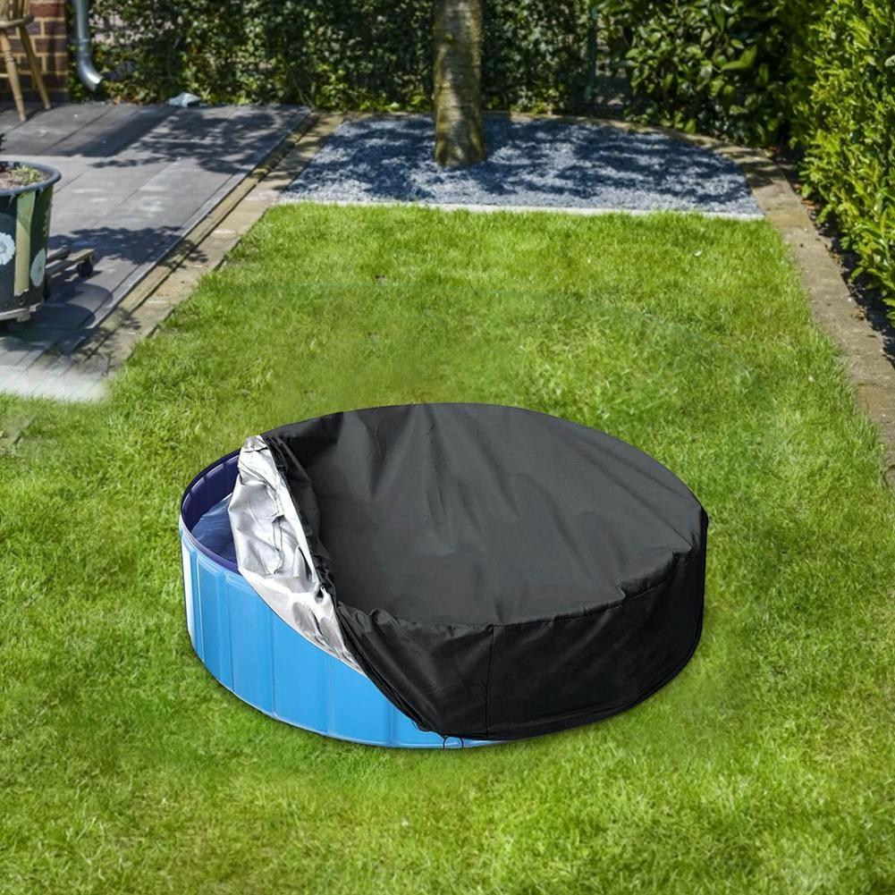 82X30Cm Foldable Sunscreen Pool Cover - Dustproof Round Black & Silver-1964932353465913344
