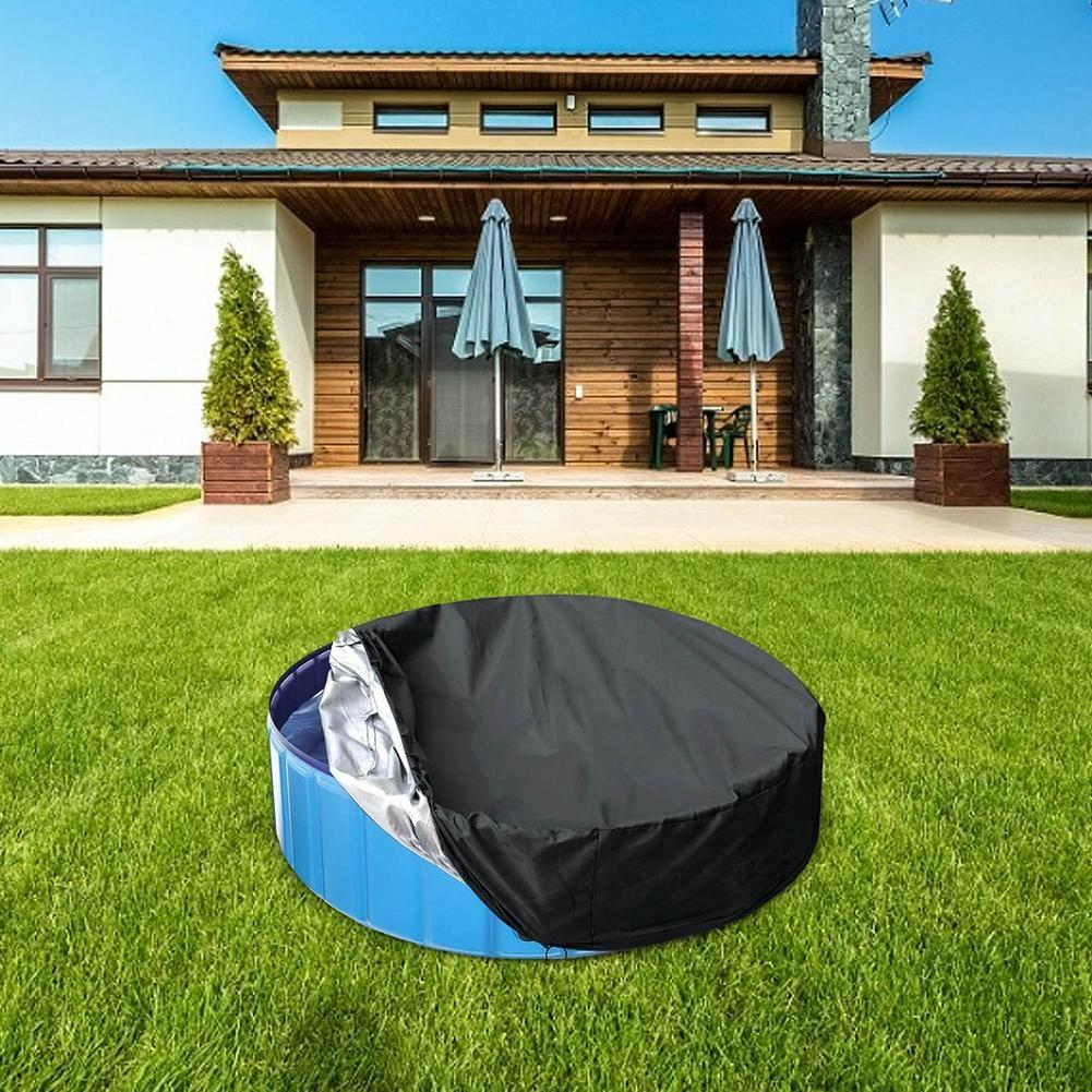 82X30Cm Foldable Sunscreen Pool Cover - Dustproof Round Black & Silver-1964932353465913349