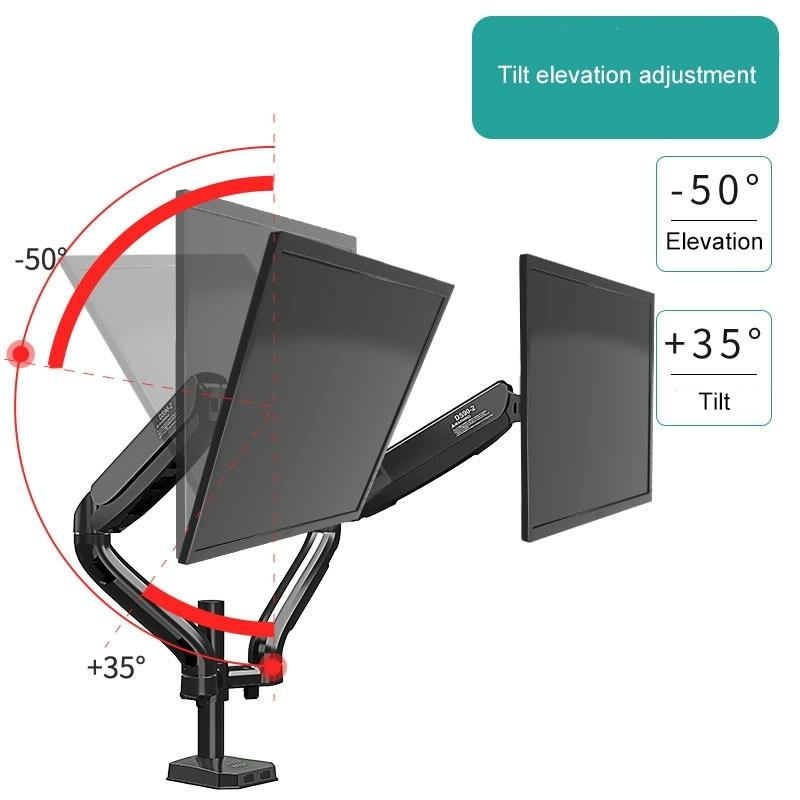 Double Screen Desktop Monitor Bracket - Air Pressure Lift-1964932248088219652