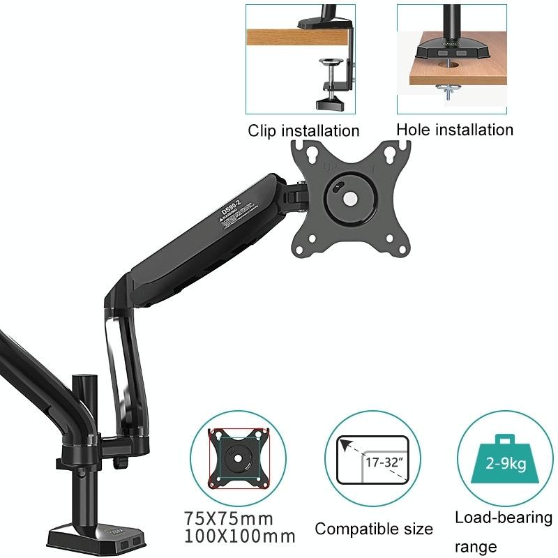 Double Screen Desktop Monitor Bracket - Air Pressure Lift-1964932248088219654