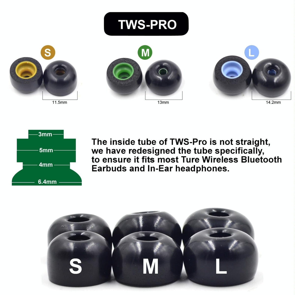 6-Pack Memory Foam Earplugs For Tws Wireless Headsets - Large-1915198275871444996
