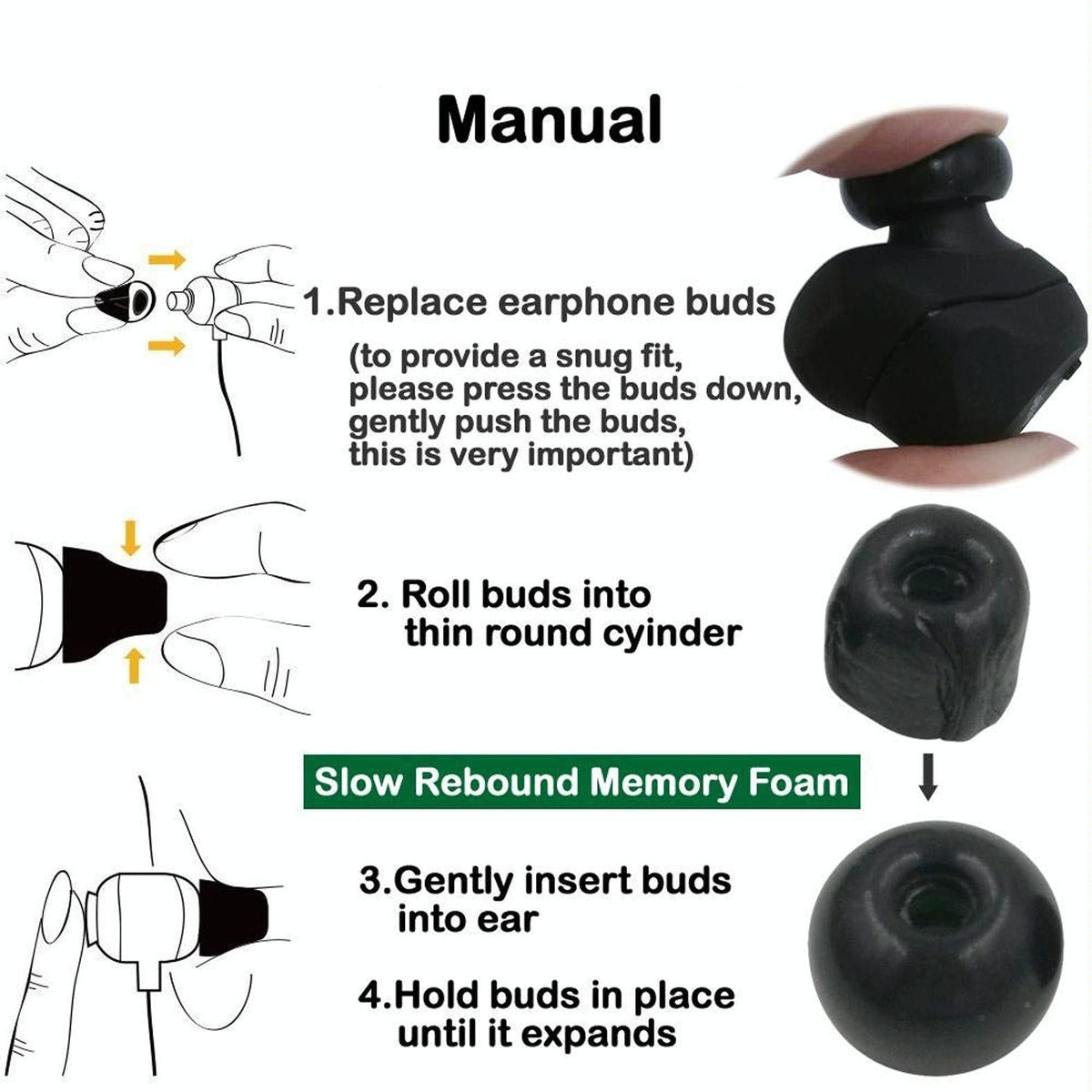 6-Pack Memory Foam Earplugs For Tws Wireless Headsets - Large-1915198275871444997
